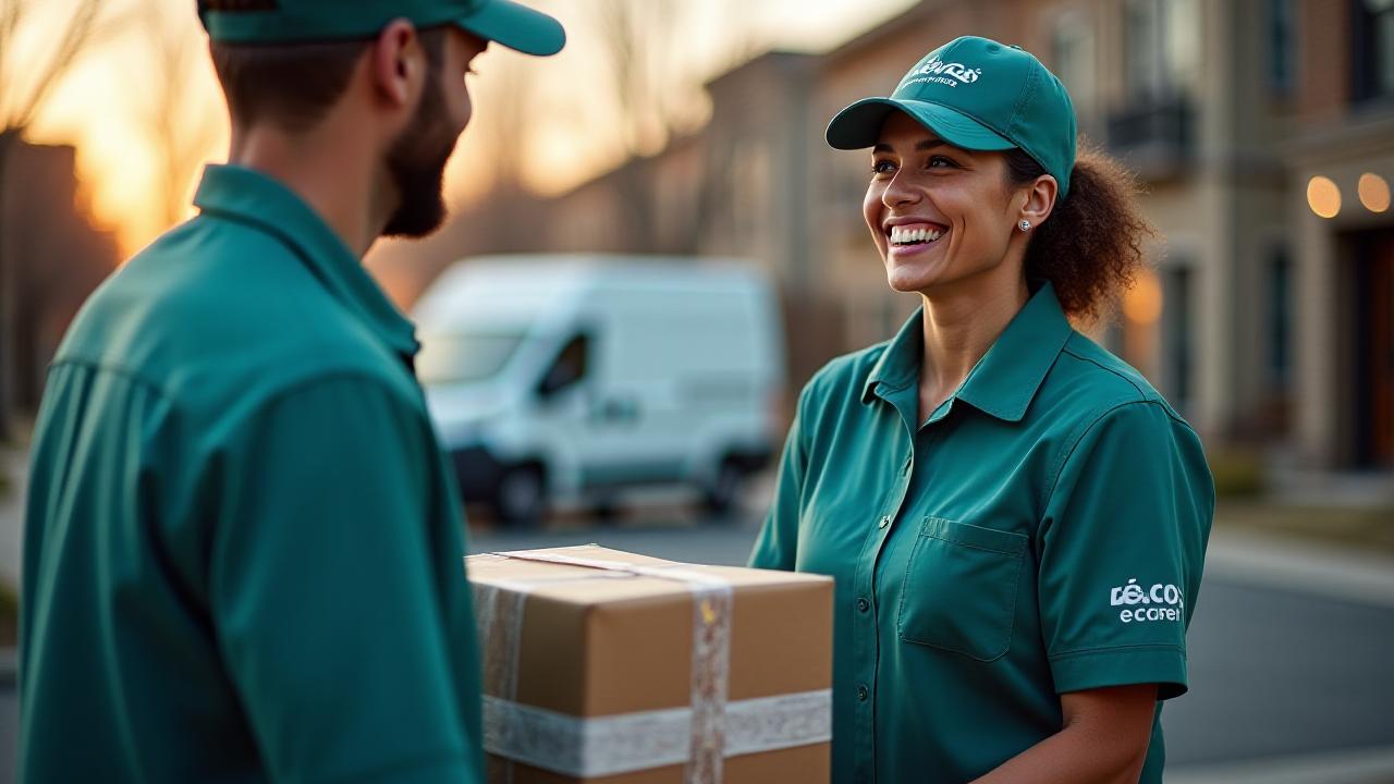 Professional delivery individual handing a package to a satisfied customer in Oklahoma City
