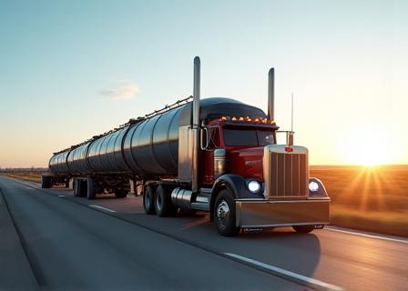 Massive pipeline component on a flatbed trailer
