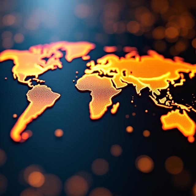 Abstract visualization of interconnected secure logistics data nodes