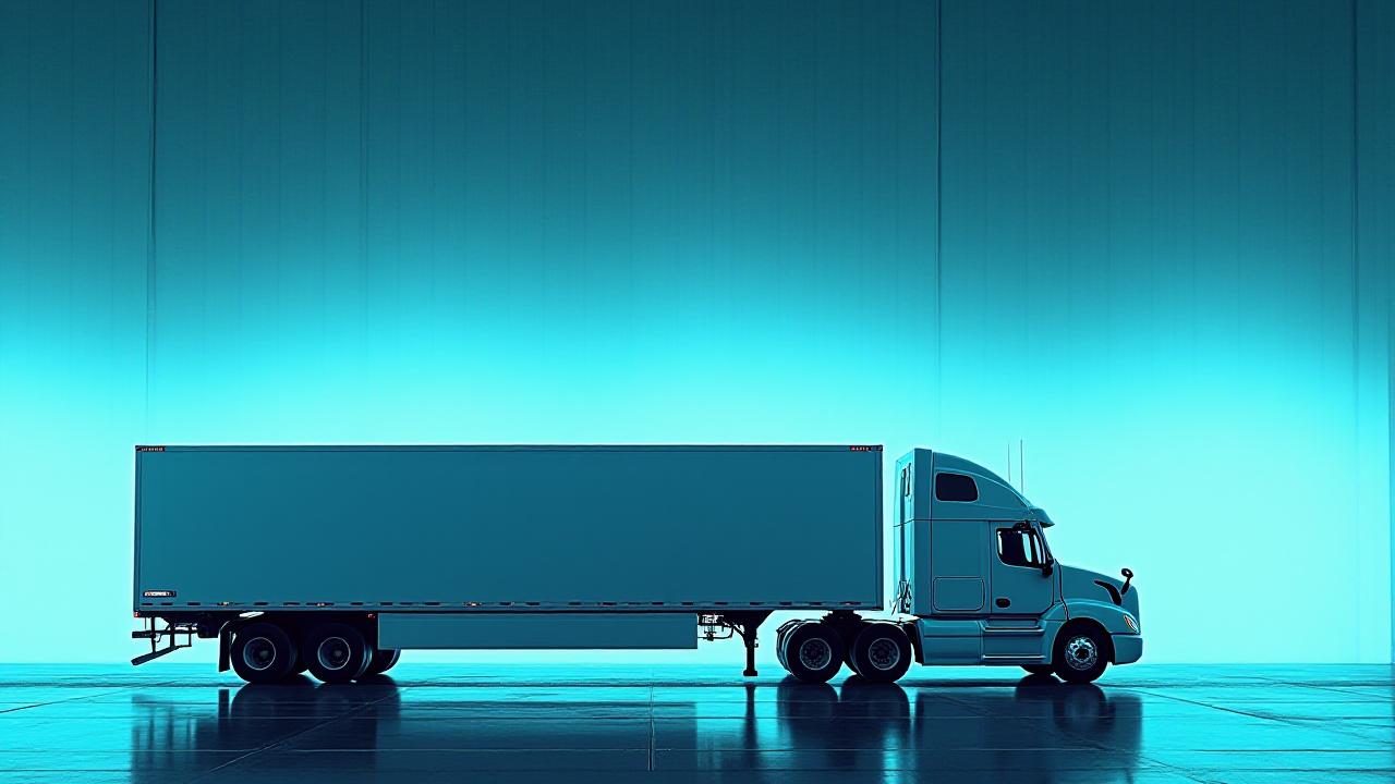 Modern refrigerated transport truck in a clean professional environment