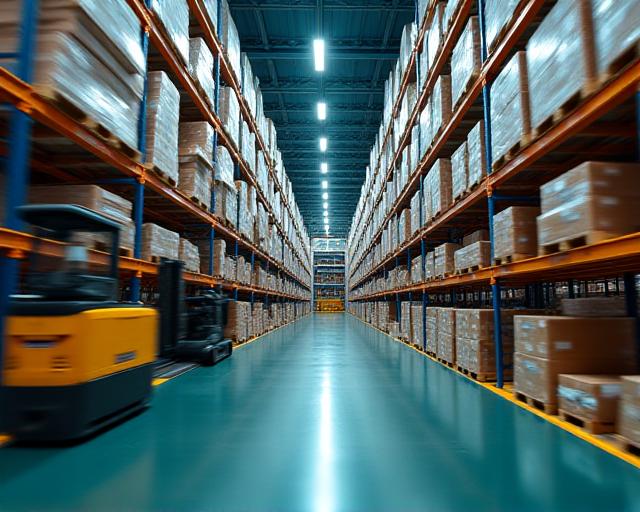 Clean modern highly organized high-tech warehouse facility in Oklahoma City