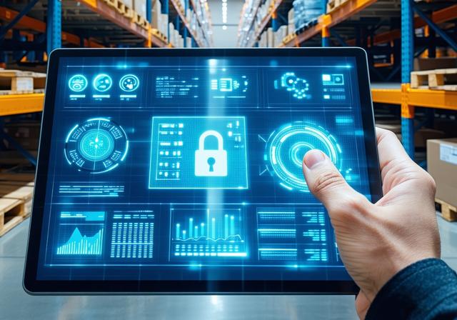 Digital security interface monitoring a cargo warehouse facility